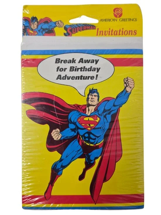 Vtg 1992 Sealed American Greetings Superman Birthday Cards Party Invitations