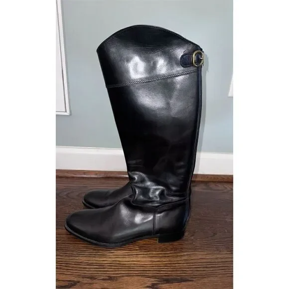 Fratelli‎ Rossetti Women's Knee-High Black Leather Riding Boots Size 9.5