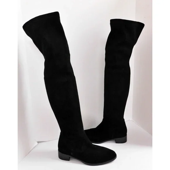 Parallele Black Nubuck Suede Leather Over The Knee High Boots‎ 9.5