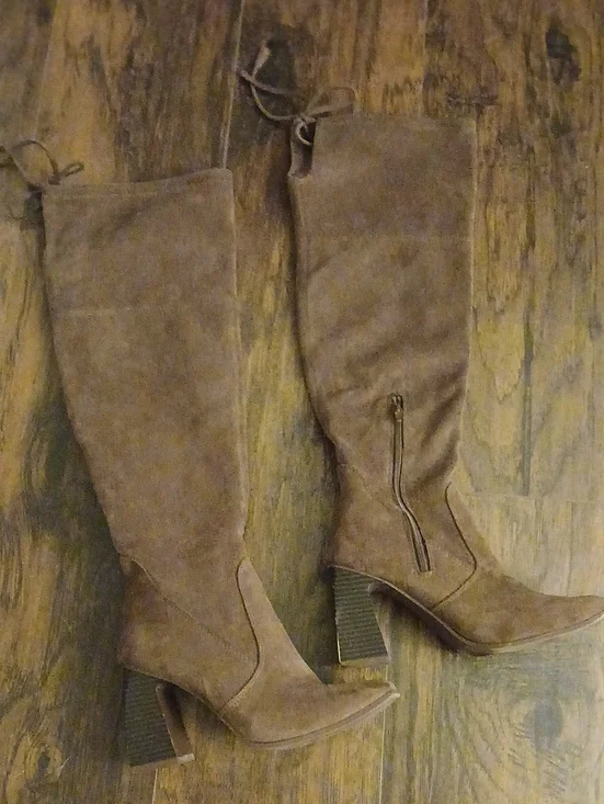 Women's Brown Suede Knee-High Heeled Boots