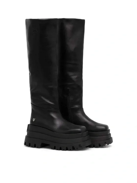 Black Platform Knee-High Boots