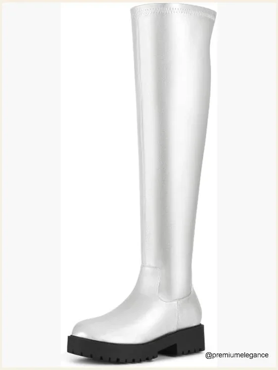 Platform Lug Sole Over Knee Thigh High Boots