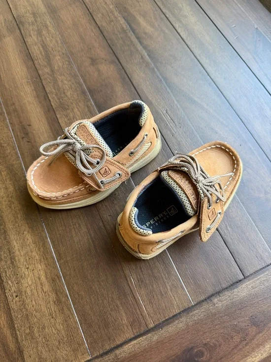 Sperry Kids Tan/Brown Moccasin Boat Shoes