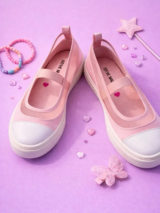 Steve Madden Kids Mary Jane Sneakers Pink Size 3 Elastic Strap Mesh