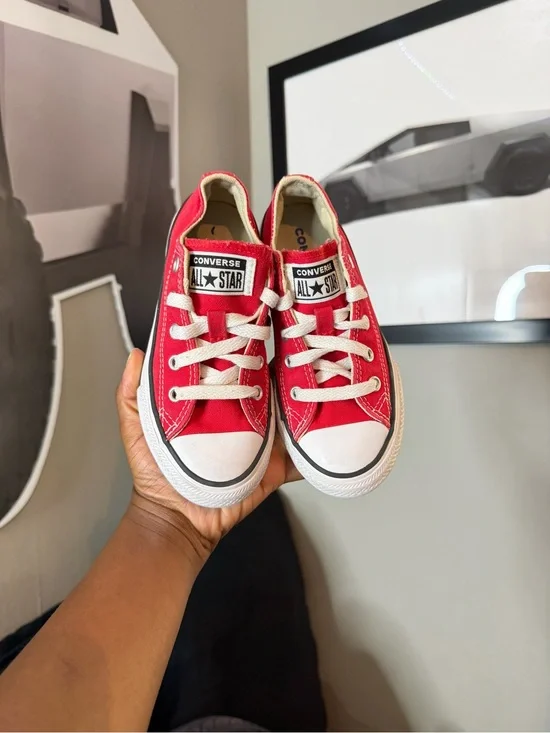 Converse Kids Red Low Top Sneakers with White Accents