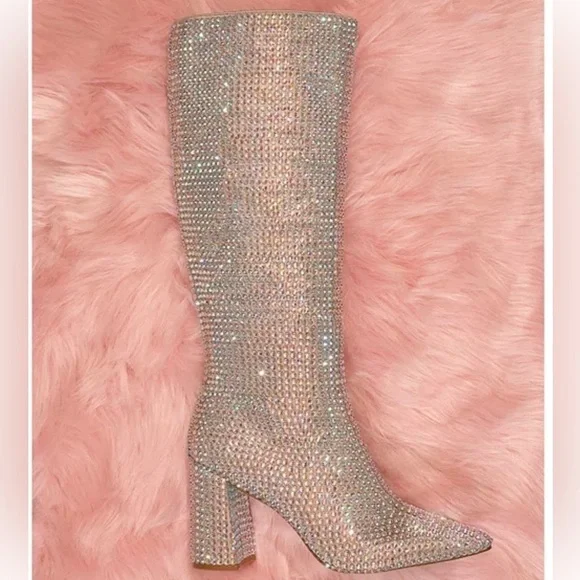 Betsey Johnson Farah Rhinestone Knee High Boots