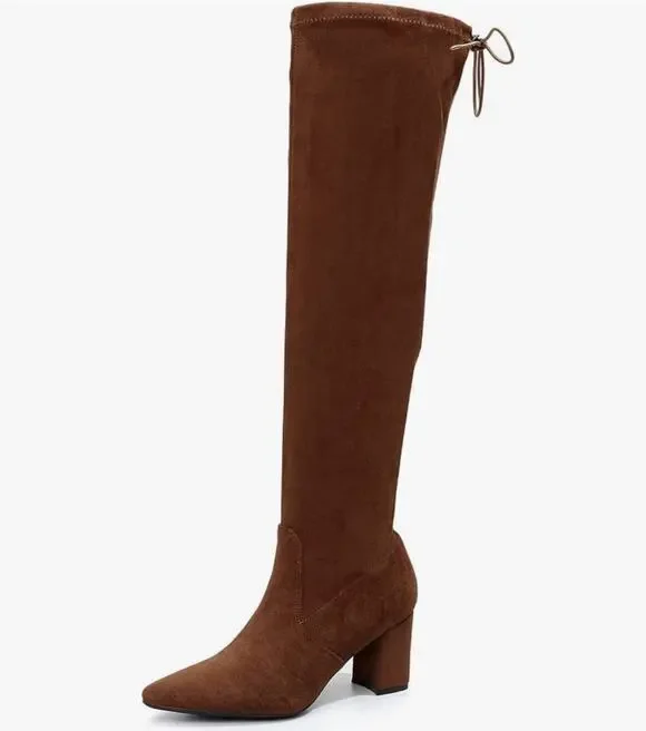 Venus Celia Women's Charlotte OverKnee Stretchy Boot Brown Size 7