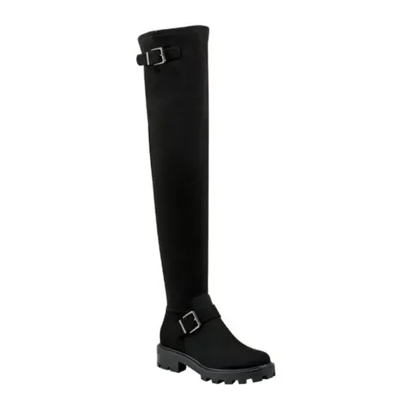 Marc Fisher Women’s Black Ganven Lug Sole Over the Knee Boots Size 6.5M