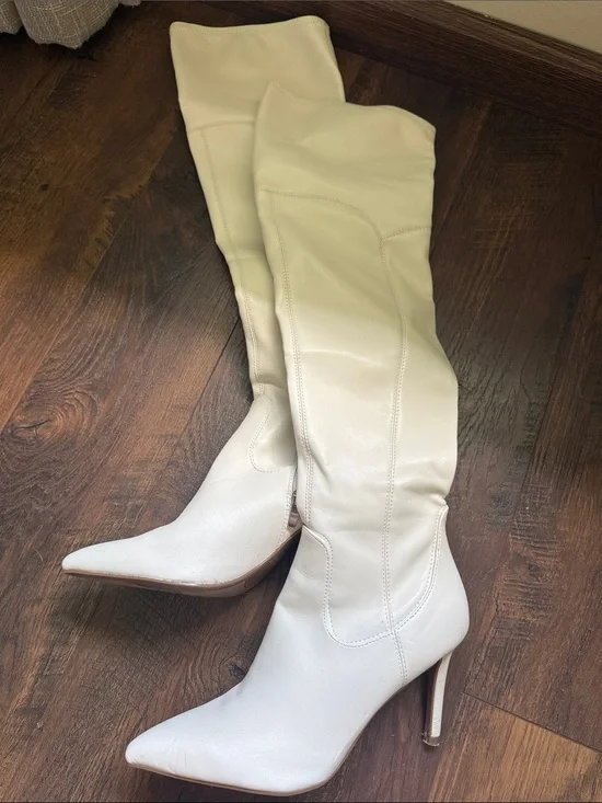 Marc Fisher Ivory Over-the-Knee Pointed-Stiletto Boots