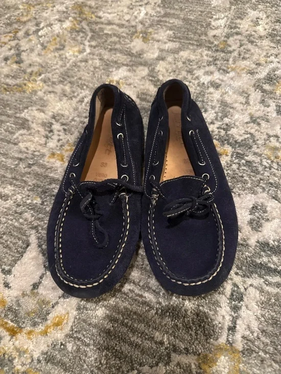 Vero Cuoio Navy Suede Kids Moccasin Loafers