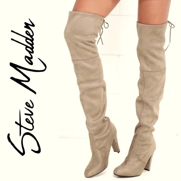 Steve Madden Women's Over-the-Knee Suede Boots - Taupe