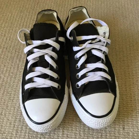 Classic Black Canvas Kids Sneakers with White Trim