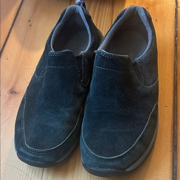 L.L. Bean Kids Black Suede Slip-On Moccasins