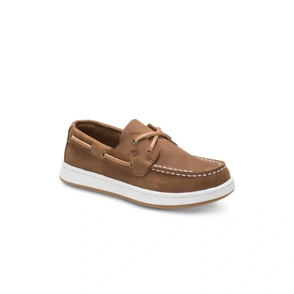 Sperry Brown Leather Boat Shoe with White Sole