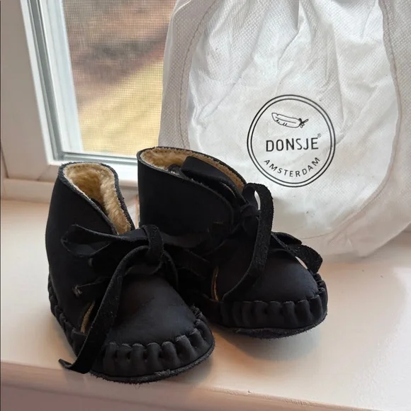 Donsje Blue Kids Moccasin Boots with Cozy Lining 0-6 months