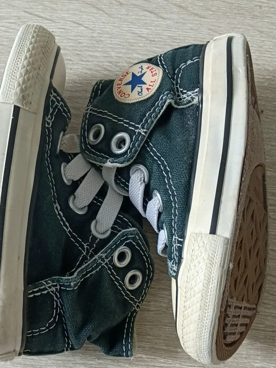 Converse Kids Green Canvas High Top Sneakers with White Accents
