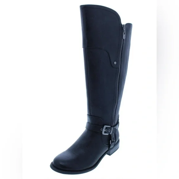G by Guess Size 51/2 Black Womens Harson Faux Leather Riding Over-The-Knee Boots