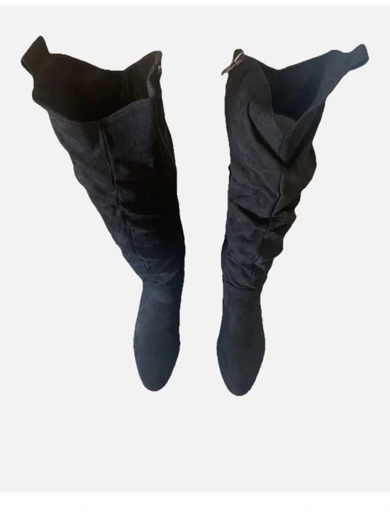 Women's Black Over-the-Knee Suede Boots - Classic Tall Fashion Boots
