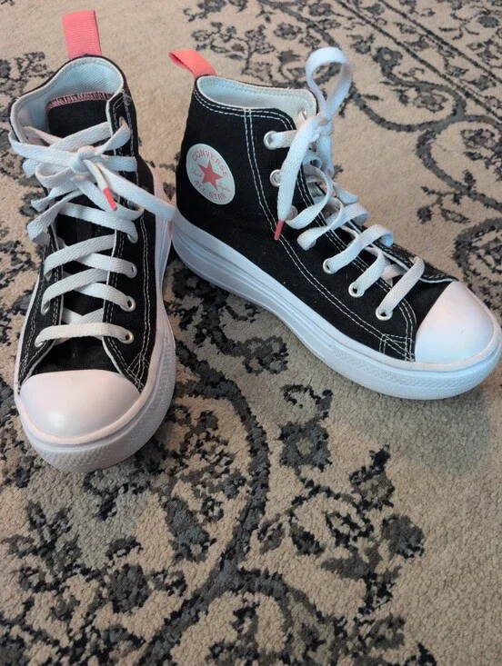 Converse Black Move Platform High Top Junior Trainers Size 3 Youth