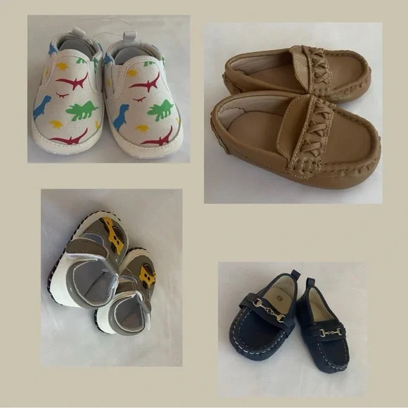 Othr White Kids Moccasins with Colorful Dinosaur Print