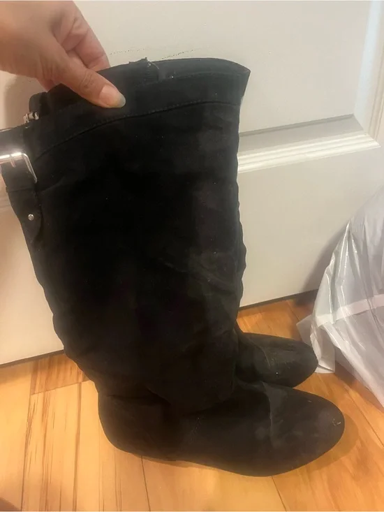Express Black Suede Knee-High Boots