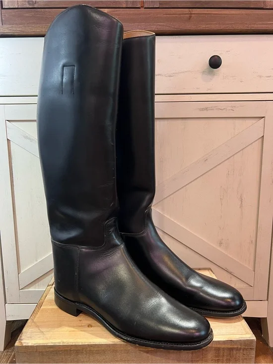 Vintage Marlborough Tall Riding Boots Black Leather Made in England Women's 9.5