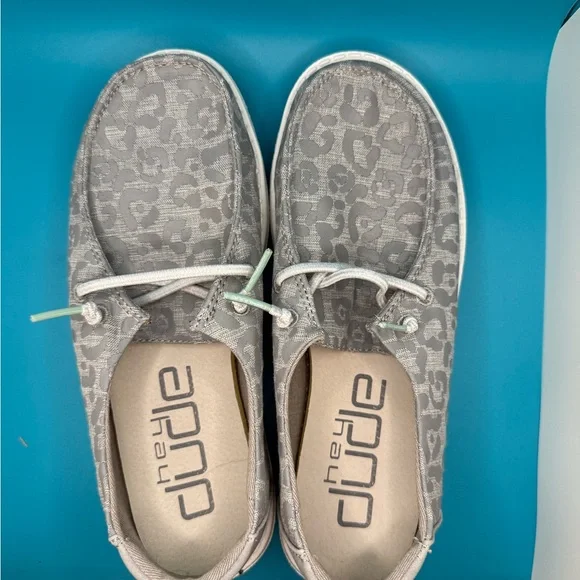 Hey Dude Kids Leopard Print Moccasins - Gray