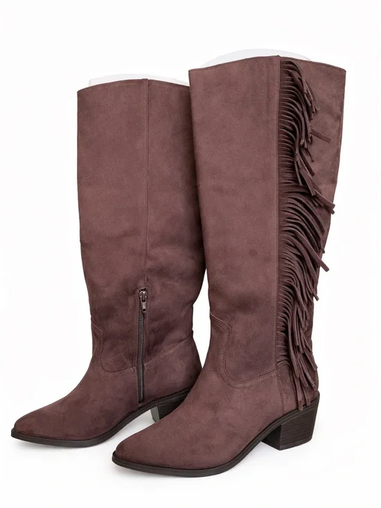 Universal Thread Patsy Tall Fringe Western Boots Brown Size 8.5 Memory Foam