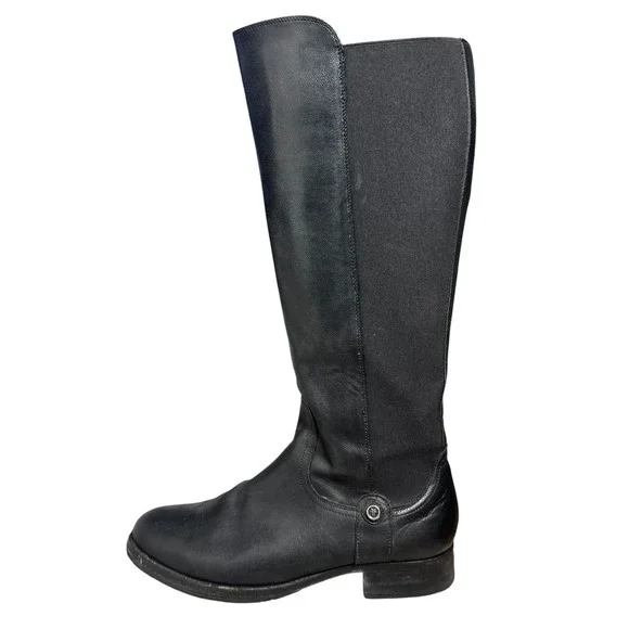 Frye Melissa Tall Back Zip Black Leather Riding Boots Equestrian Women 10B