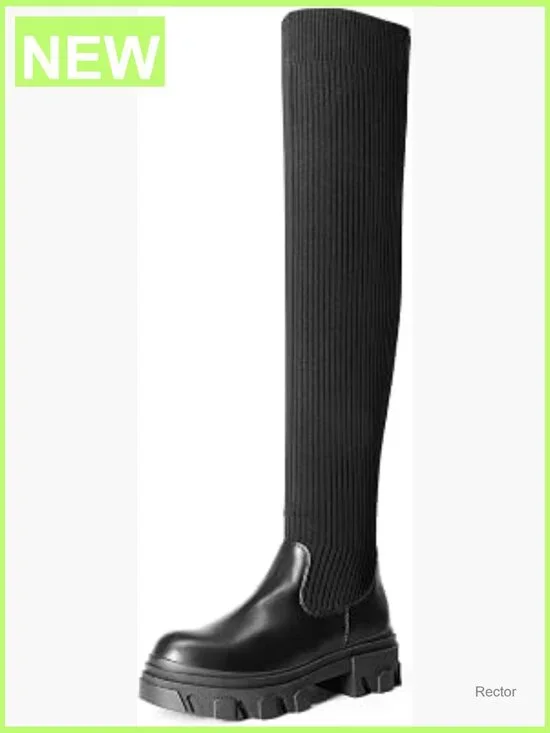 Over the Knee Platform Boots with Lug Sole