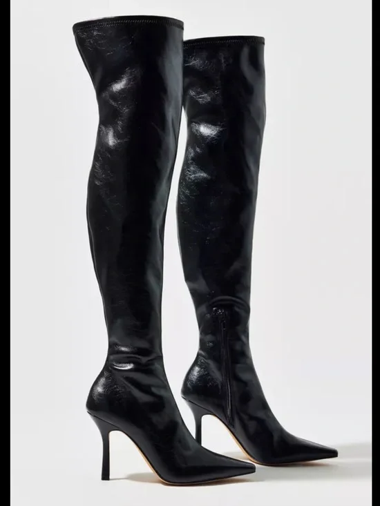 New Steve Madden Lorinda Faux Leather Over The Knee Boots
