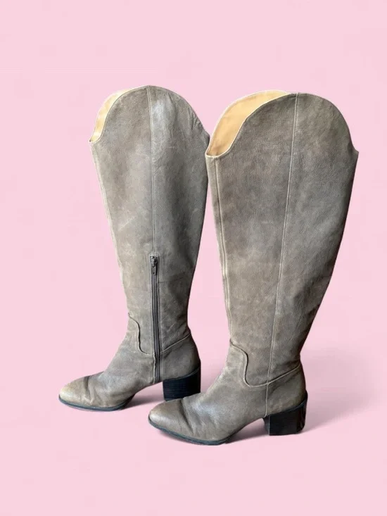 Nine West Taupe Suede Over-the-Knee Boots