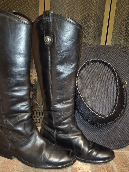 Women's Tall Black Leather Riding Boots