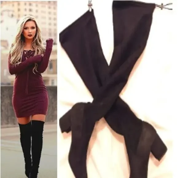 EXPRESS Over the Knee Boots Sz 8 BLOCK 3