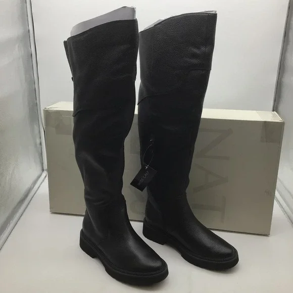 Naturalizer Scarlette Black Leather Over The‎ Knee Wide Calf Boots Womens 9W NEW