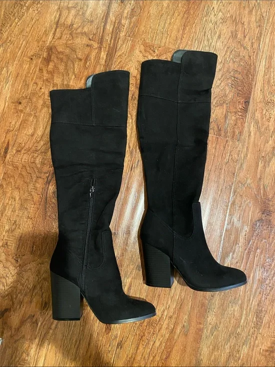 Unisa Black Over-the-Knee Block Heel Boots Brand New never been worn