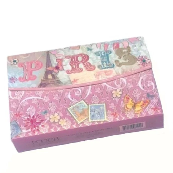 Pooch & Sweetheart Butterfly Pink Paris Embellished *Pouch (90122) (No Cards)