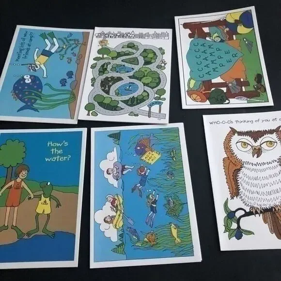 Patsy Card Shop Kamp Kids Sending Love 6 Cards + Envelopes With Envelopes New