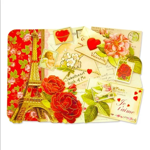 Pooch & Sweetheart Single (1) Small Valentine Die-Cut Card: Je t'aime (91449)