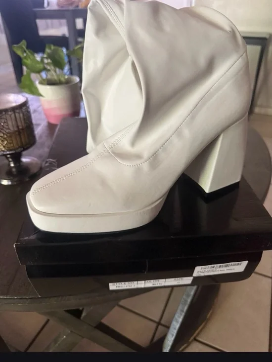 Nasty Gal White Over-the-Knee Platform Block Heel Boots
