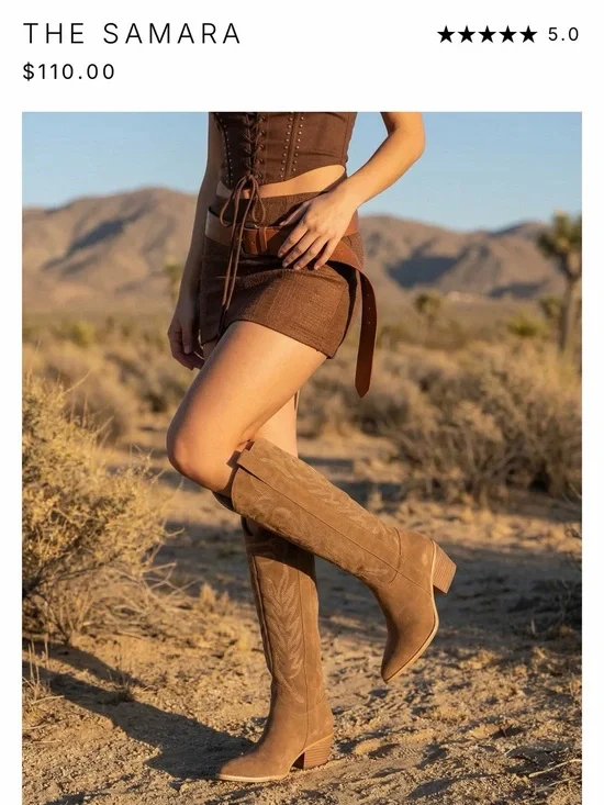 The Samara Over-the-Knee Suede Boots in Brown