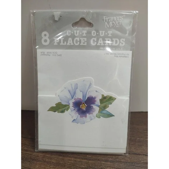 Frances Meyer Cut Out Place Cards 8 Count Pansy Design NOS
