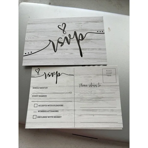 80 RSVP Postcards - Blank with Mailing Side, Response Cards for Bridal Shower, R