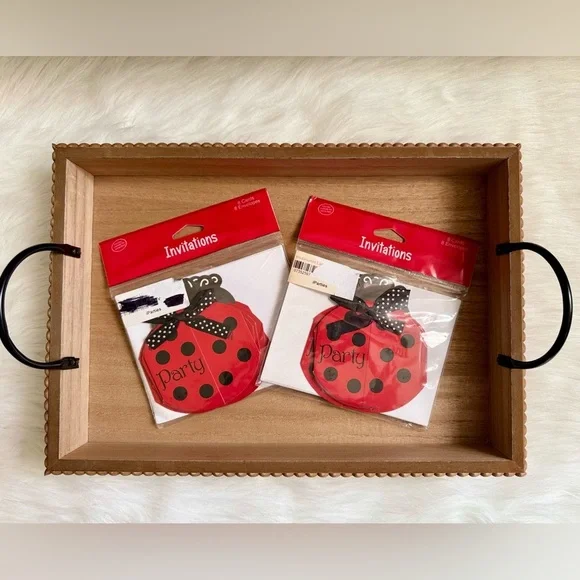 Creative Converting Ladybug Party Invitations 16 Cards & Envelopes Polka Dot Bow