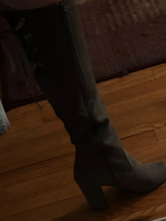 JustFab Gray Over-the-Knee Block Heel Boots