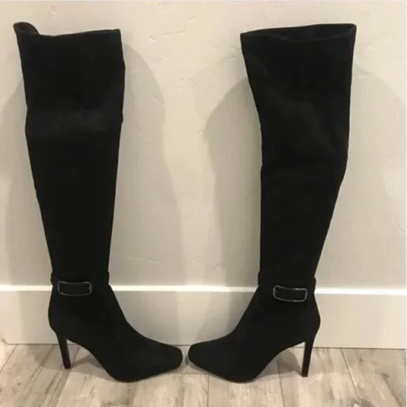 Marc Fisher Caia pull on over the knee buckle heeled boot 6.5