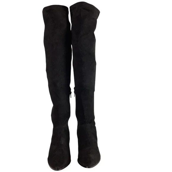 Steve Madden Black Suede Over The Knee Boots Pointed Toe Block Heel Women 8.5