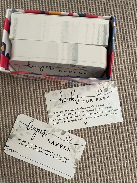 Diaper Raffle & Books for Baby Cards - Floral Green Accent (Unbranded)