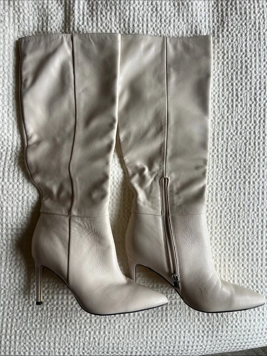 Nine West Richy Stiletto Boots in Light Beige 6.5