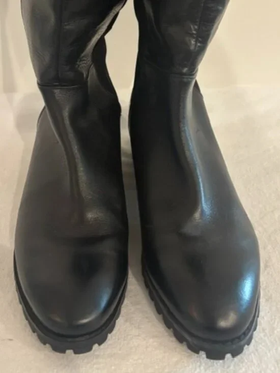 Biondo Sierra Waterproof Black Leather Over-the-Knee Lug Sole Boot - 8